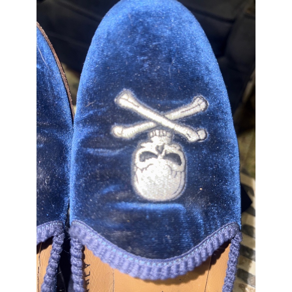 Womens Del Toro Blue velvet Skull Loafers Size‎ 7